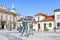 WIELICZKA, POLAND - APRIL 15, 2019: Monument of medieval salt mine worker at the main market square