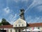 Wieliczka Salt Mine. Building of the underground salt mine and beautiful blue cloudy sky as a background