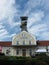 Wieliczka Salt Mine. Building of the underground salt mine and picturesque cloudy sky as a background