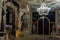 Wieliczka Salt Mine underground chamber with chandelier and statues made from salt near Krakow, Poland, tourist landmark