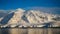 Wiencke Island / Dorian Bay landscape with snowy mountains in Antarctica.