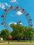 The Wiener Riesenrad or Vienna Giant Wheel in Prater funfair park in Austria, Vienna. Wiener Riesenrad Prater is Vienna`s most