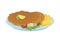 Wiener Schnitzel with french fries and salad icon vector