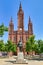 Wiesbaden, Germany - Neo-Gothic protestant church called `Marktkirche` with sculpture of William I the Silent