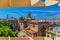 A wiew of the Church of Annunciation Iglesia de la AnunciaciÃ³n from the Metropol Parasol Seville Mushrooms Seville, Spain.