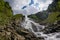 A wiew of Fagaras mountains at Balea waterfall in Transylvania Romania eastern Europe.