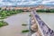 Wiew of the Roman Bridge Puente Romano  from the top of the Calahorra tower. Cordoba, Spain