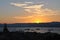 Wiew of Saint-tropez old town on the sunset sky background