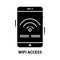 wifi access icon, black vector sign with editable strokes, concept illustration