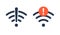 Wifi bad connection problem icon. Lost network wifi error internet vector warning concept. Wifi signal wave phone symbol