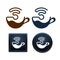 Wifi coffee icons design, minimal isolated vector illustrations