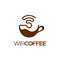 Wifi coffee logo design, isolated illustration