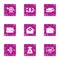 Wifi deal icons set, grunge style