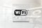 Wifi on glossy office wall realistic texture