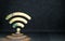 Wifi icon showing inside of interior with sunray shiny realistic background