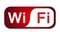 Wifi icon symbol wireless connection 3d icon button in red element on white background