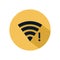 Wifi icon vector illustration isolated on yellow circle. Warning Wifi internet icon for web and mobile