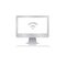 Wifi internet connection inside blank screen computer monitor with reflection minimalist modern icon vector illustration