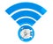 WiFi internet security concept. 3d symbol wifi with Bank Safe Door