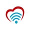 wifi love logo Vector. Heart shape and wifi sign Logo symbol Concept illustration