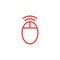 Wifi Mouse Line Red Icon On White Background. Red Flat Style Vector Illustration