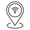 Wifi point location icon outline vector. Work data