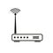 Wifi router black vector icon design. Isolated.