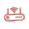 Wifi router icon in comic style. Broadband cartoon vector illustration on white isolated background. Internet connection splash