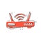 Wifi router icon in comic style. Broadband cartoon vector illustration on white isolated background. Internet connection splash