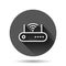 Wifi router icon in flat style. Broadband vector illustration on black round background with long shadow effect. Internet