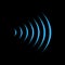 wifi sound signal connection, sound radio wave logo symbol. vector illustration isolated on black background