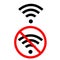 WiFi symbols on white background. connected and not connected sign. no signal area symbol. flat style