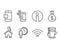 Wifi, Waiting and Money bag icons. Communication, Smartphone message and Tea signs.