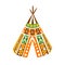 Wigwam Hut With Decorative Pattern Textile, Native Indian Culture Inspired Boho Ethnic Style Print