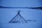 Wigwam in winter frosen lake, North Finland