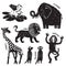 Wild African Animals in black and white