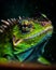 Wild American Green iguana on a rainny day background. Amazing Wildlife. Generative Ai