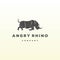 Wild Angry Rhino Rhinoceros Silhouette Logo Design Inspiration Vector