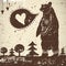 Wild animal background Bear with a heart