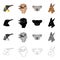 Wild animal bird, penguin, ostrich, emu, koala, kangaroo,. Realistic animal set collection icons in cartoon black