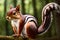 Wild animal cute squirrel in the forest hyper realistic photo, created with generative AI technology