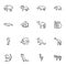 Wild animal line icons set