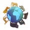 Wild animals around globe banner vector illustration. World wildlife day and animals planet concept, world continents