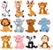 Wild animals cartoon collection set