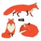 Wild animals collection Sitting Red Foxes Geometric style