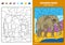 Wild animals coloring page for kids, elephant.