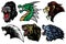 Wild Animals Head Set. Lion, Bear, Gorilla, Dragon, Honey Badger Vector Esport Mascot Logo Design Icon Avatar Illustration