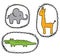 Wild animals stickers, elephant, giraffe, crocodile