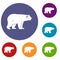 Wild bear icons set