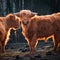 Wild Beauty Unleashed: Majestic Portrait of a Furry Brown Cow in Early Spring